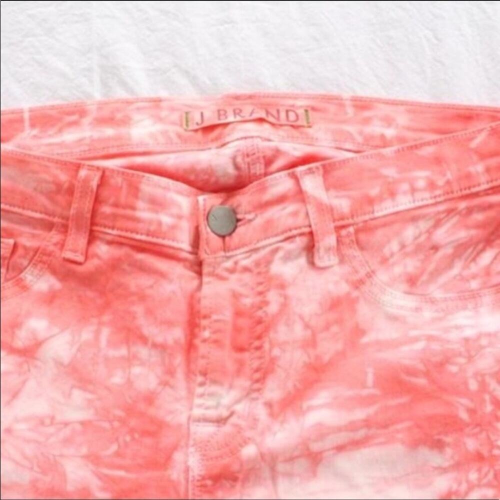 NEW J BRAND White Twisted Coral Tie Dye Watercolor Print Mid Skinny Jeans 29 - Picture 5 of 7